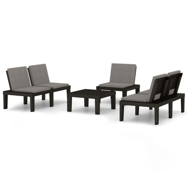 vidaXL 4-Piece Garden Lounge Set with Cushions Plastic Grey