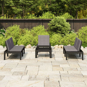 vidaXL 4-Piece Garden Lounge Set with Cushions Plastic Grey
