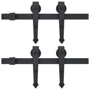 vidaXL Sliding Door Hardware Kit 2 pcs 200 cm Steel Black