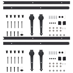 vidaXL Sliding Door Hardware Kit 2 pcs 200 cm Steel Black