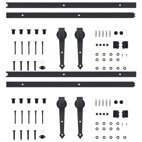 vidaXL Sliding Door Hardware Kit 2 pcs 200 cm Steel Black