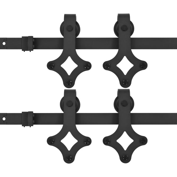 vidaXL Sliding Door Hardware Kit 2 pcs 183 cm Steel Black