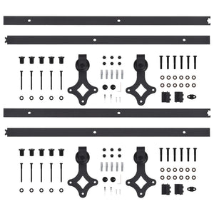 vidaXL Sliding Door Hardware Kit 2 pcs 183 cm Steel Black