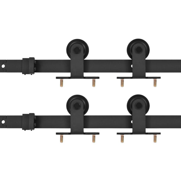 vidaXL Sliding Door Hardware Kit 2 pcs 183 cm Steel Black