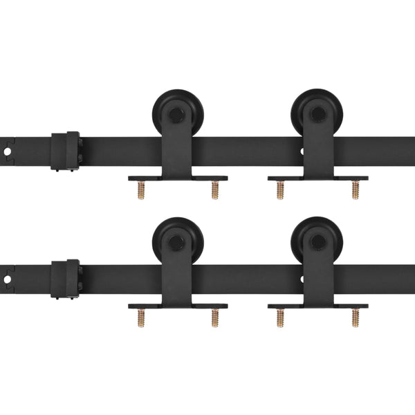 vidaXL Sliding Door Hardware Kit 2 pcs 200 cm Steel Black