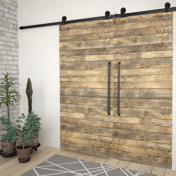 vidaXL Sliding Door Hardware Kit 2 pcs 200 cm Steel Black