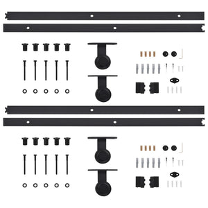vidaXL Sliding Door Hardware Kit 2 pcs 200 cm Steel Black