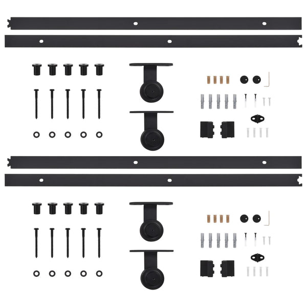 vidaXL Sliding Door Hardware Kit 2 pcs 200 cm Steel Black