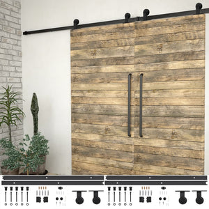 vidaXL Sliding Door Hardware Kit 2 pcs 200 cm Steel Black