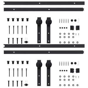 vidaXL Sliding Door Hardware Kit 2 Pcs 183 cm Steel Black