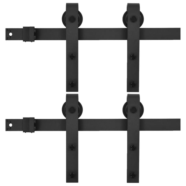 vidaXL Sliding Door Hardware Kit 2 pcs 200 cm Steel Black
