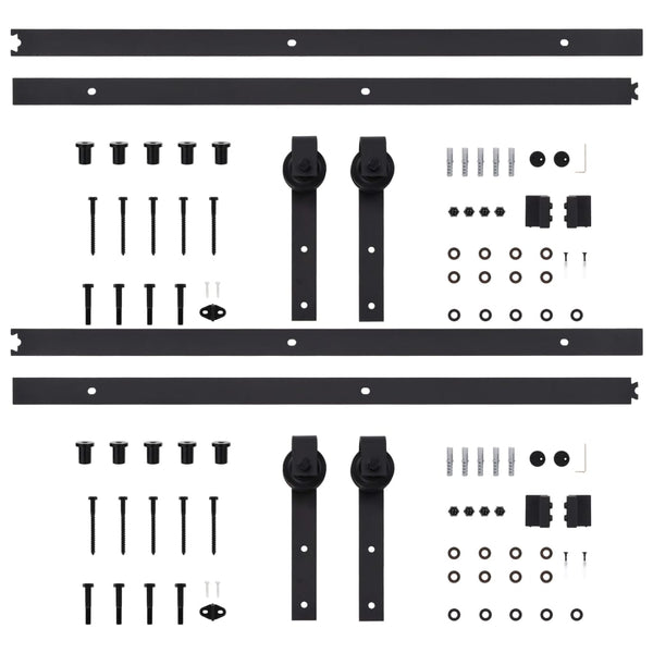 vidaXL Sliding Door Hardware Kit 2 pcs 200 cm Steel Black