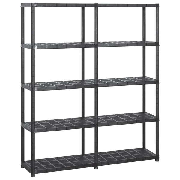 vidaXL 5-Tier Storage Rack Black 142x38x170 cm Plastic