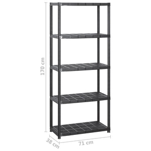 vidaXL 5-Tier Storage Rack Black 142x38x170 cm Plastic