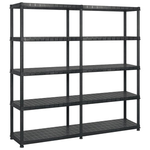 vidaXL 5-Tier Storage Rack Black 183x45.7x185 cm Plastic