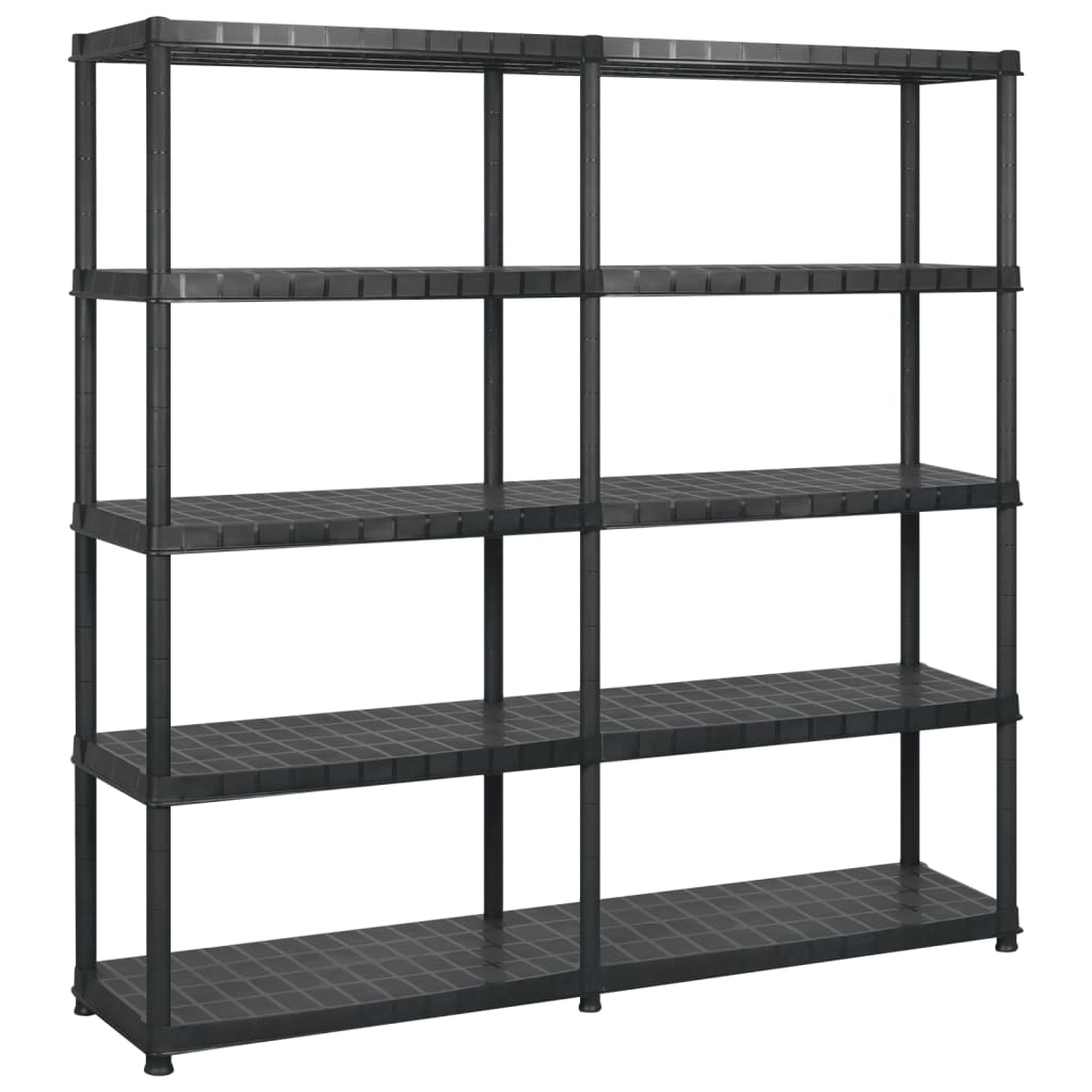 vidaXL 5-Tier Storage Rack Black 183x45.7x185 cm Plastic