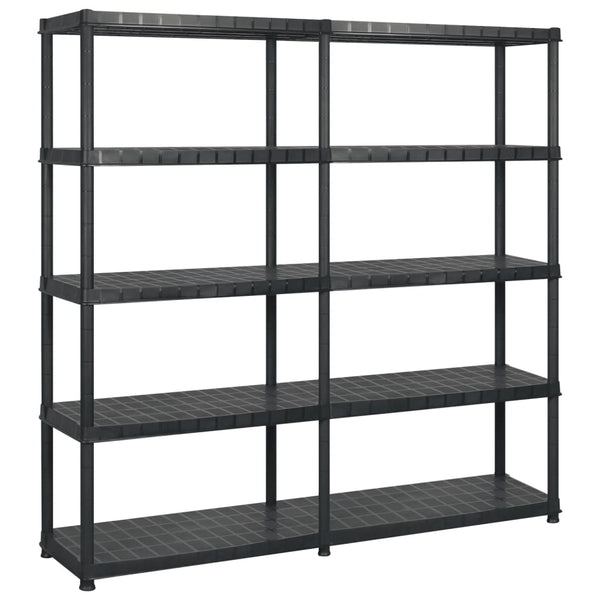 vidaXL 5-Tier Storage Rack Black 183x45.7x185 cm Plastic