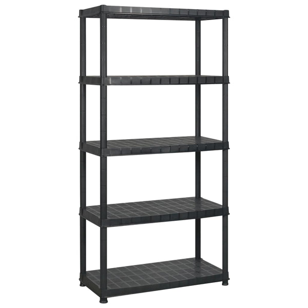 vidaXL 5-Tier Storage Rack Black 183x45.7x185 cm Plastic