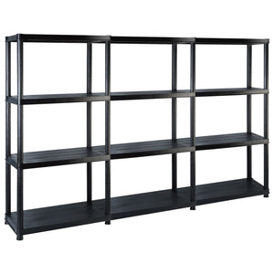 vidaXL 4-Tier Storage Rack Black 183x30.5x130 cm Plastic