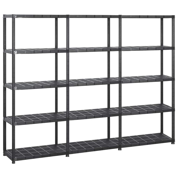 vidaXL Storage Rack with 5 Shelves Black 213x38x170 cm Plastic
