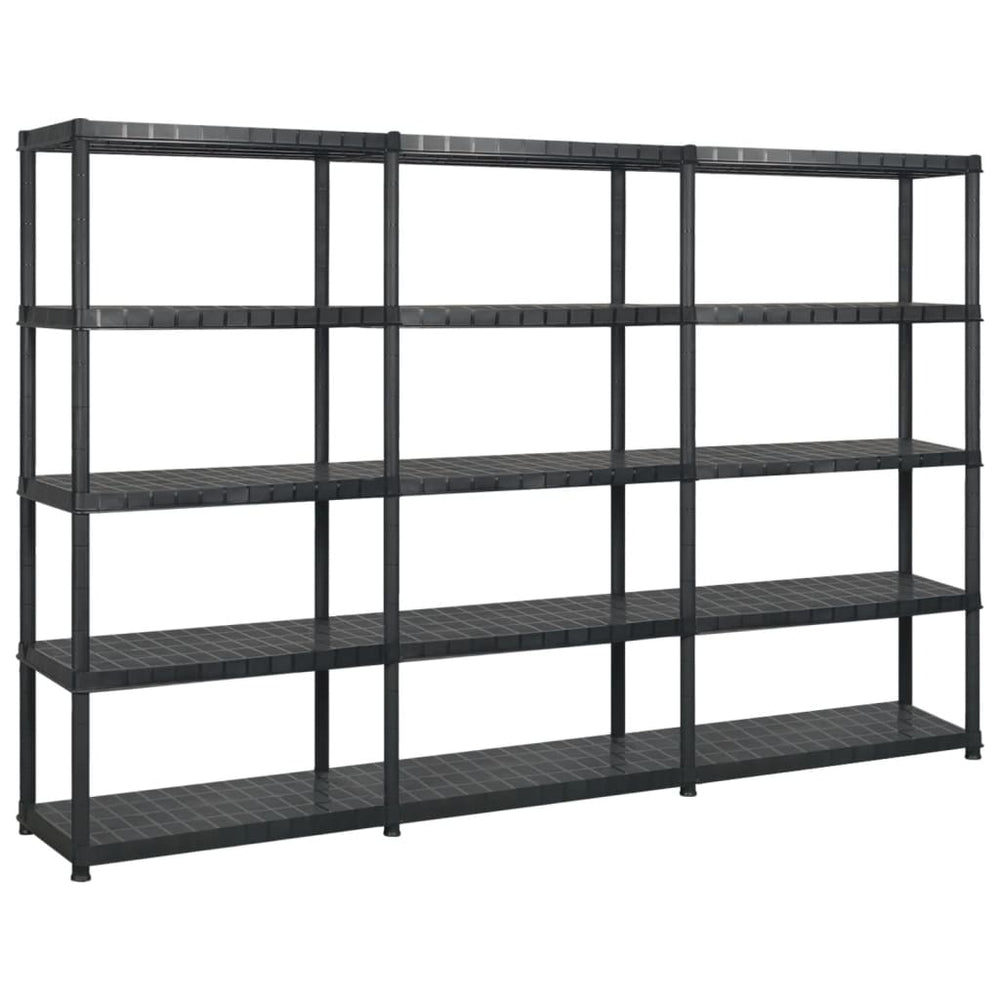 vidaXL 5-Tier Storage Rack Black 255x40x185 cm Plastic