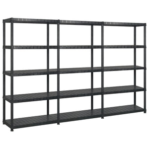 vidaXL 5-Tier Storage Rack Black 255x40x185 cm Plastic