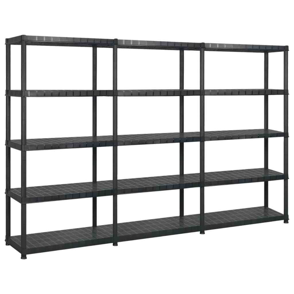 vidaXL 5-Tier Storage Rack Black 255x40x185 cm Plastic