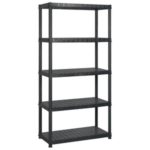 vidaXL 5-Tier Storage Rack Black 255x40x185 cm Plastic