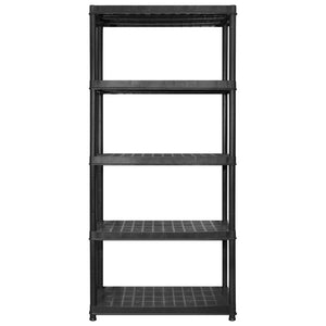 vidaXL 5-Tier Storage Rack Black 255x40x185 cm Plastic
