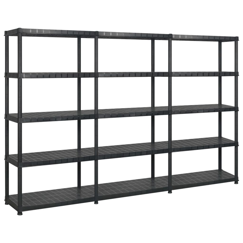 vidaXL 5-Tier Storage Rack Black 274.5x45.7x185 cm Plastic