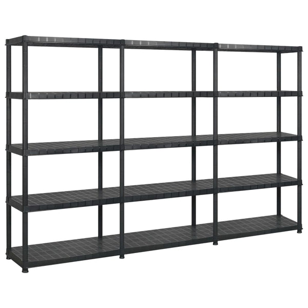 vidaXL 5-Tier Storage Rack Black 274.5x45.7x185 cm Plastic