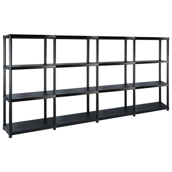 vidaXL Storage Rack with 4 Shelves Black 244x30.5x130 cm Plastic