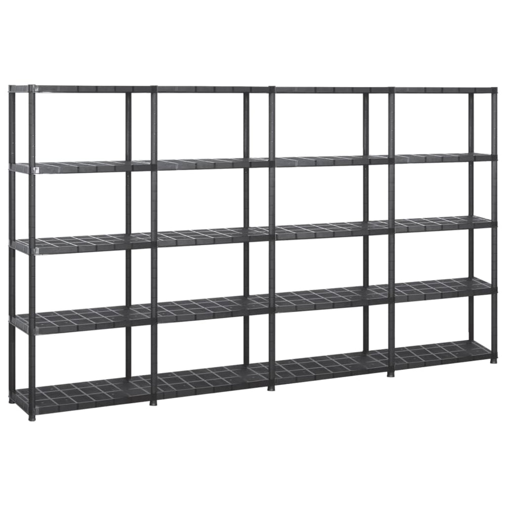 vidaXL 5-Tier Storage Rack Black 284x38x170 cm Plastic