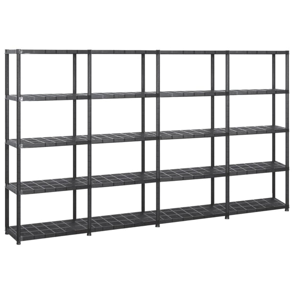 vidaXL 5-Tier Storage Rack Black 284x38x170 cm Plastic