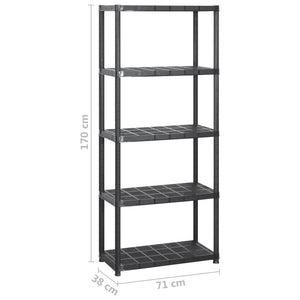 vidaXL 5-Tier Storage Rack Black 284x38x170 cm Plastic