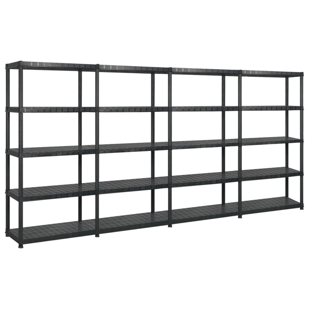vidaXL 5-Tier Storage Rack Black 340x40x185 cm Plastic