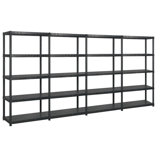 vidaXL 5-Tier Storage Rack Black 340x40x185 cm Plastic