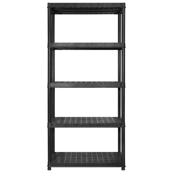 vidaXL 5-Tier Storage Rack Black 340x40x185 cm Plastic