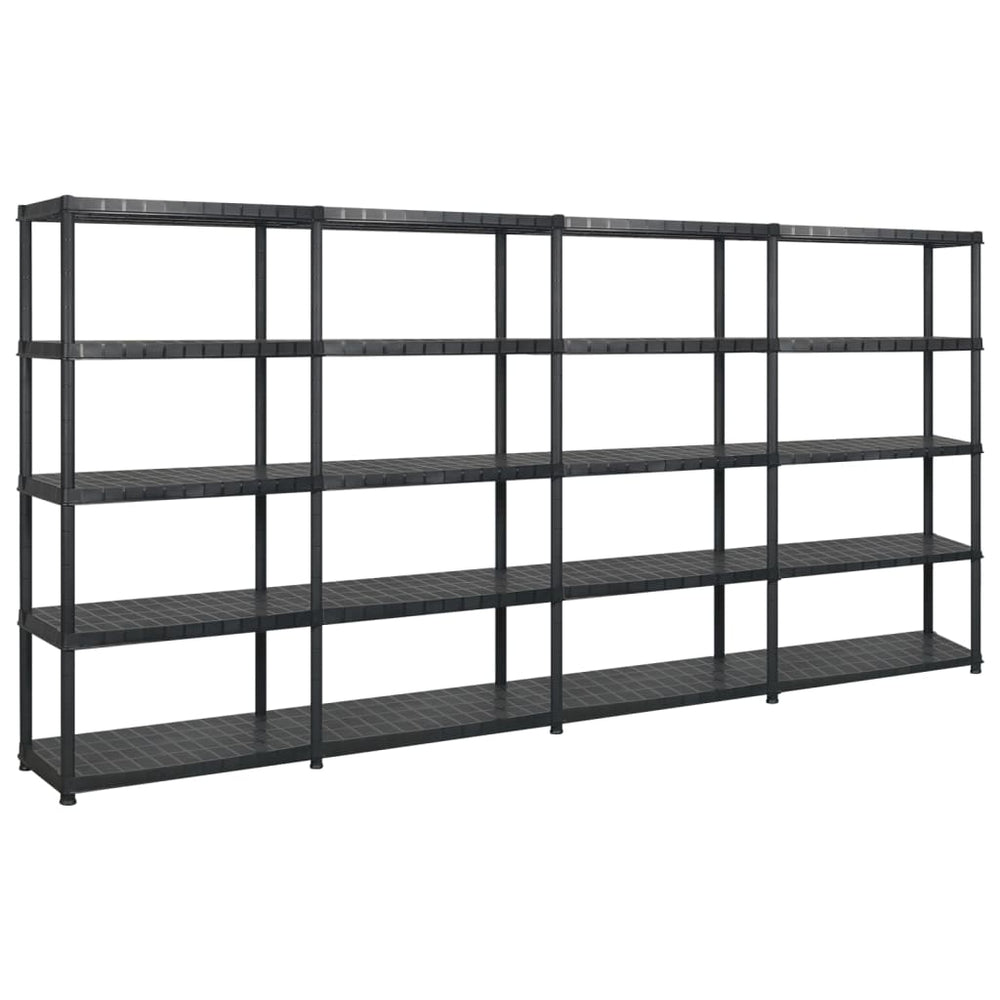 vidaXL 5-Tier Storage Rack Black 366x45.7x185 cm Plastic