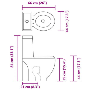 vidaXL WC Ceramic Toilet Bathroom Round Vertical Outlet Black