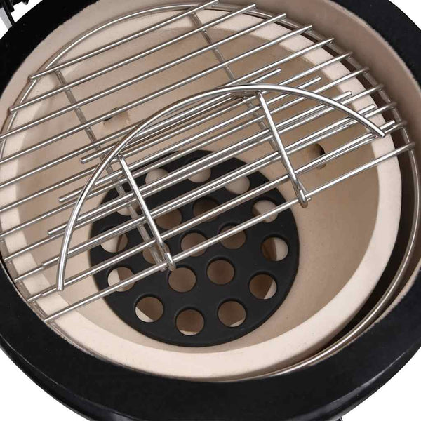 vidaXL 2-in-1 Kamado Grill Smoker Ceramic 56 cm Black