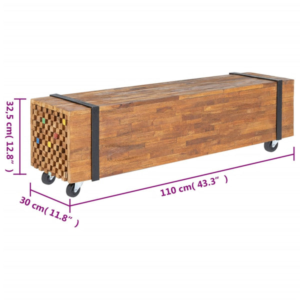 vidaXL TV Cabinet 110x30x32.5 cm Solid Teak Wood