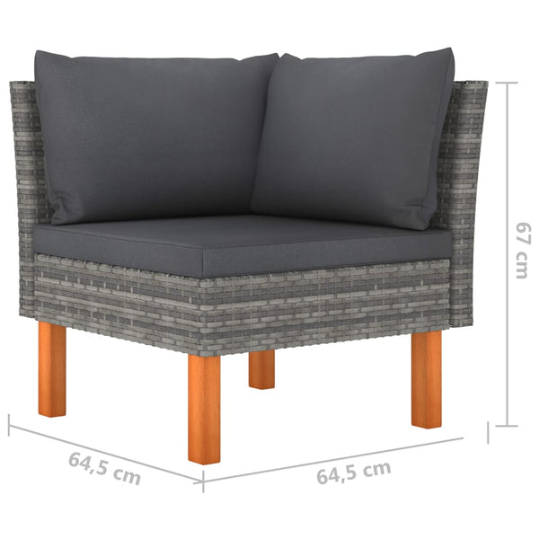 vidaXL 10-piece Garden Lounge Set with Cushions Poly Rattan Grey