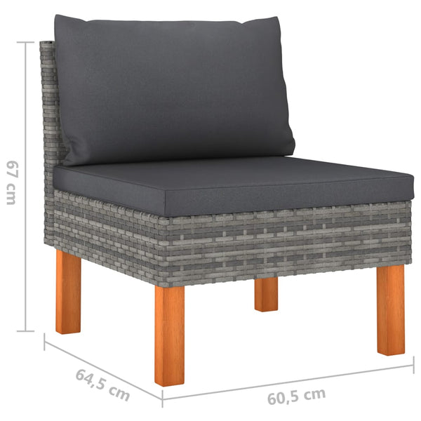 vidaXL 10-piece Garden Lounge Set with Cushions Poly Rattan Grey