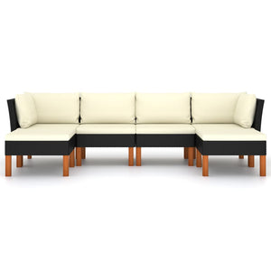 vidaXL 6-Piece Garden Lounge Set with Cushions Poly Rattan Black