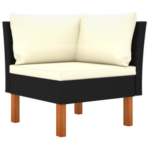 vidaXL 6-Piece Garden Lounge Set with Cushions Poly Rattan Black