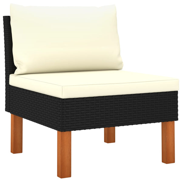 vidaXL 6-Piece Garden Lounge Set with Cushions Poly Rattan Black