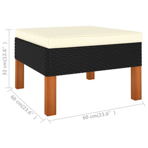 vidaXL 6-Piece Garden Lounge Set with Cushions Poly Rattan Black