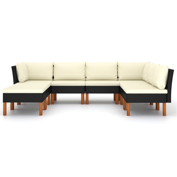 vidaXL 8-piece Garden Lounge Set with Cushions Poly Rattan Black