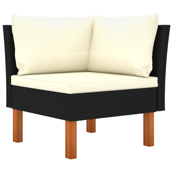 vidaXL 8-piece Garden Lounge Set with Cushions Poly Rattan Black